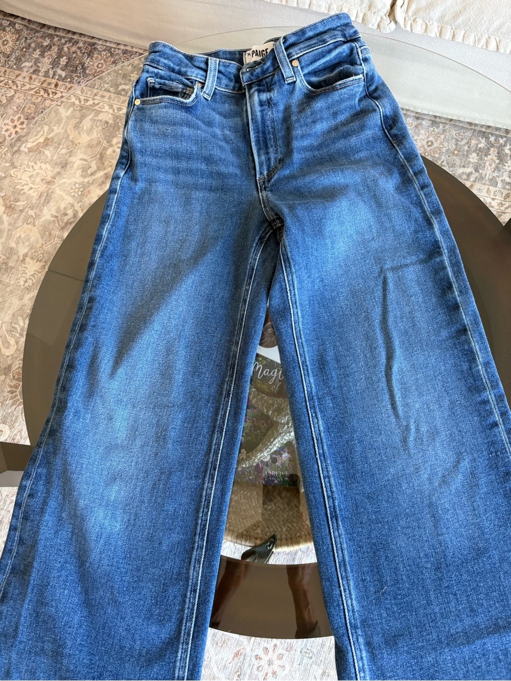 Paige ALESSA 31" Wide Leg Jeans Blue Size 2 Like New